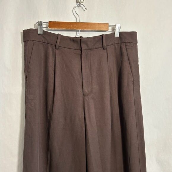 Madewell Slouchy Straight Trouser Pants 12 Brown Drapey Twill Straight Loose Leg - Picture 4 of 8